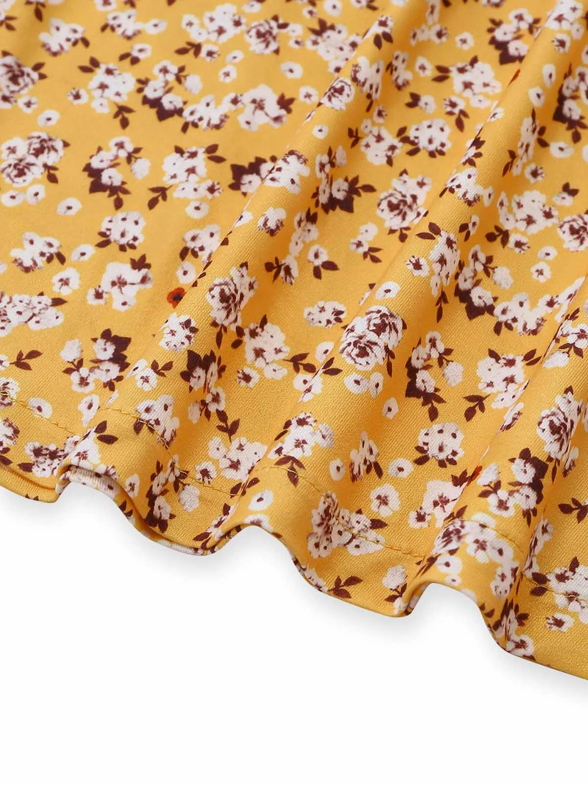 Yellow 1950s Ditsy Floral Halter Ruched Waist Dress sold by Retro Stage product image thumbnail 5