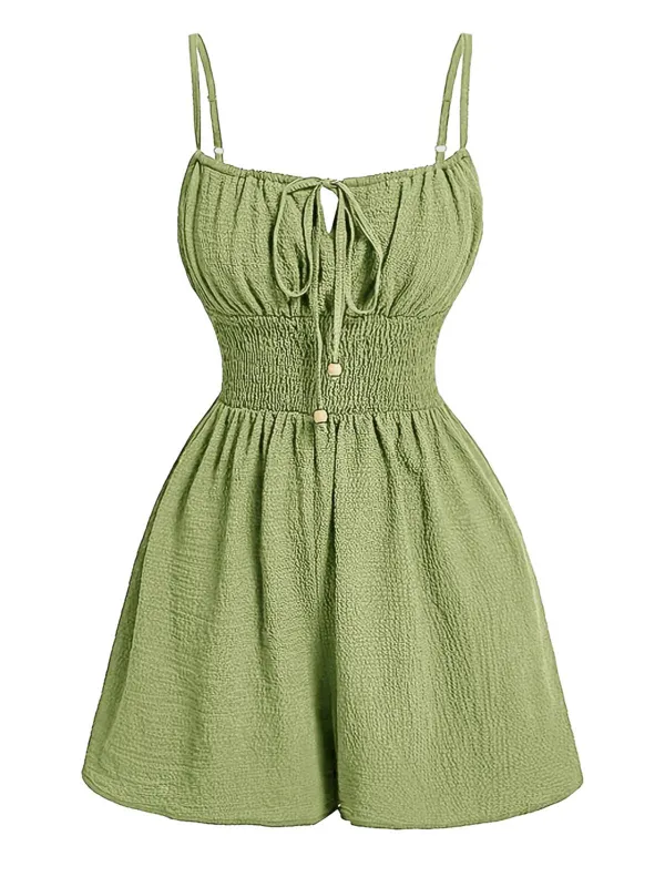 1950s Textured Spaghetti Strap Tie Front Romper made by Retro Stage