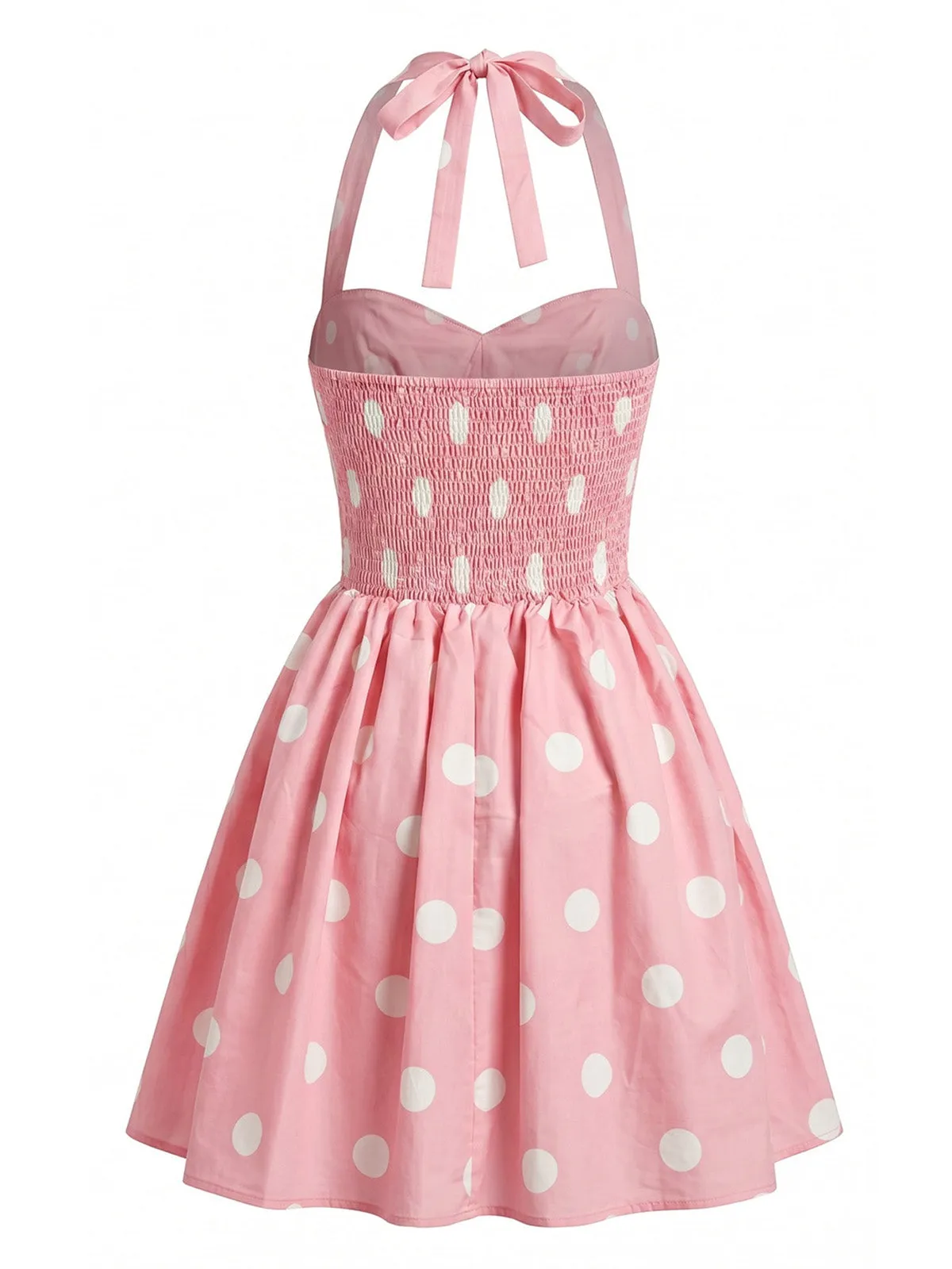 Pink 1950s Floral Halter Tie Neck Swing Mini Dress sold by Retro Stage product image thumbnail 2