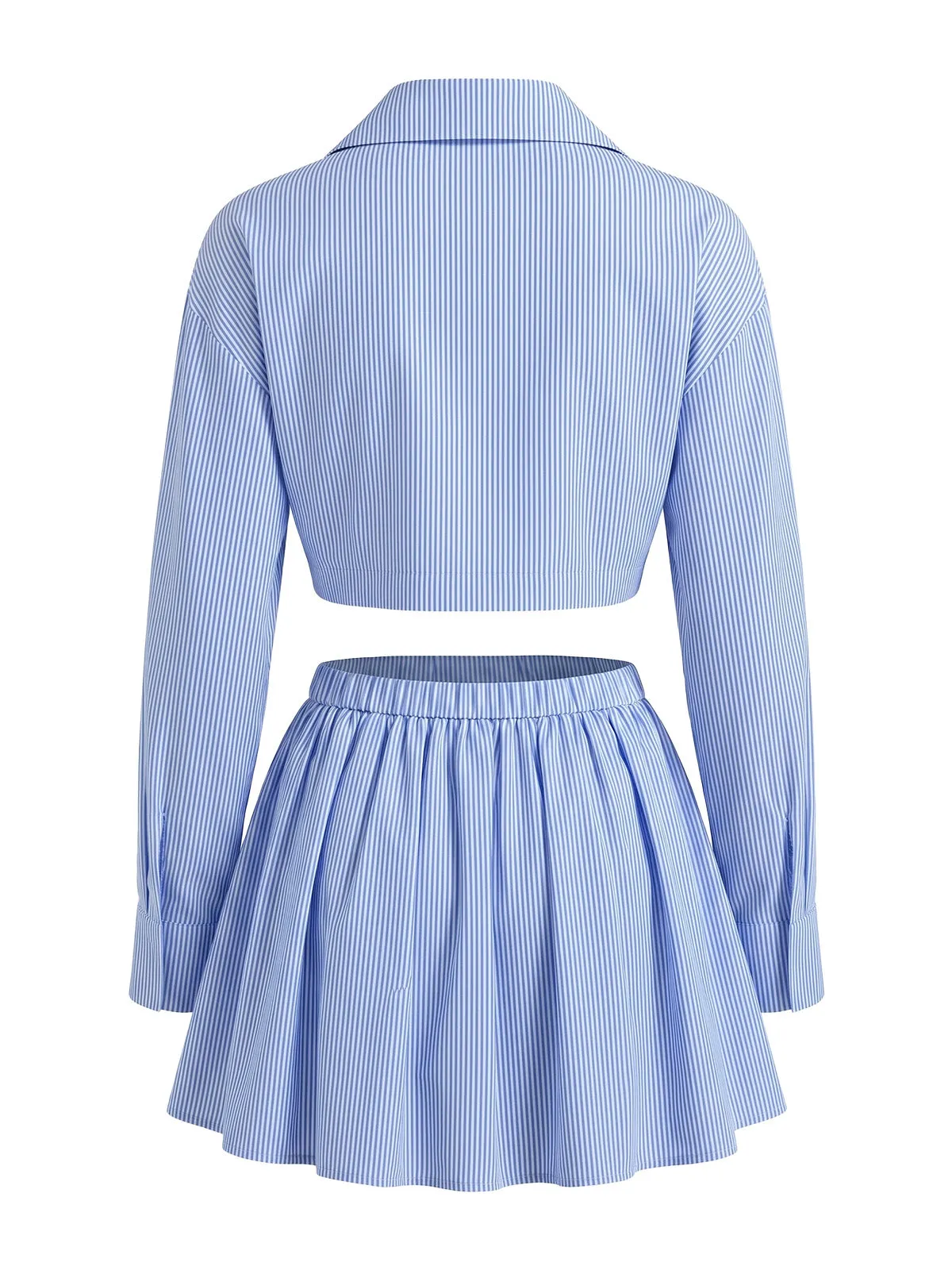 2PCS Blue 1960s Stripe Crop Shirt & Bubble Mini Skirt sold by Retro Stage product image thumbnail 4