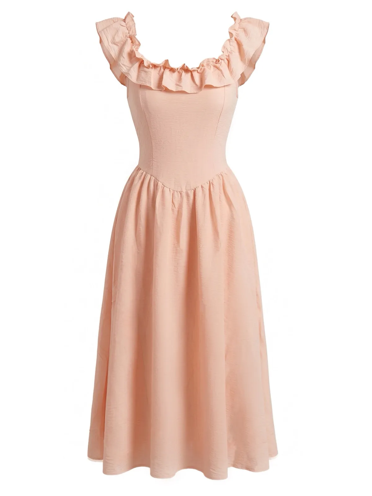 Pink 1940s Square Neck Ruffle Smocked Dress sold by Retro Stage product image thumbnail 2