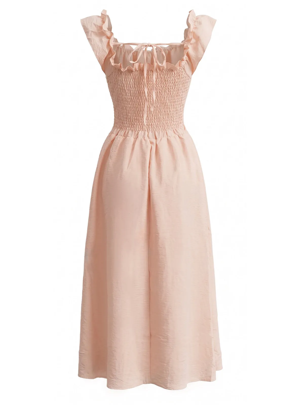 Pink 1940s Square Neck Ruffle Smocked Dress sold by Retro Stage product image thumbnail 3