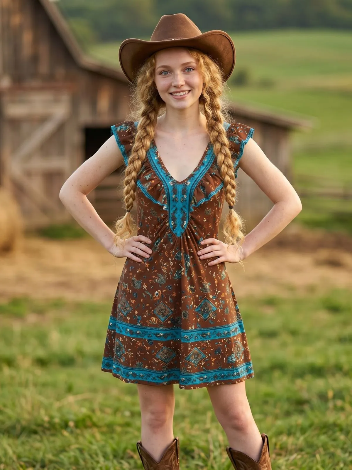 Dark Brown 1970s Paisley Ruffle Sleeve V Neck Mini Dress sold by Retro Stage product image thumbnail 3