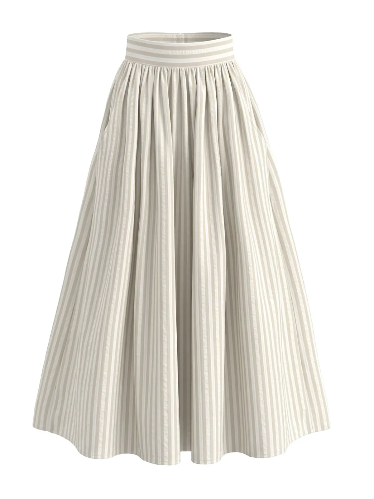 1950s Striped High Waist Swing Midi Skirt sold by Retro Stage