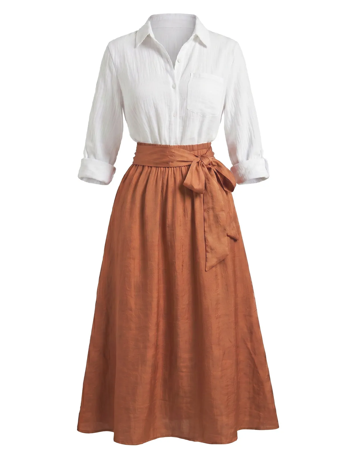 2PCS 1950s Long Sleeve Blouse & Midi Skirt Set sold by Retro Stage product image thumbnail 5