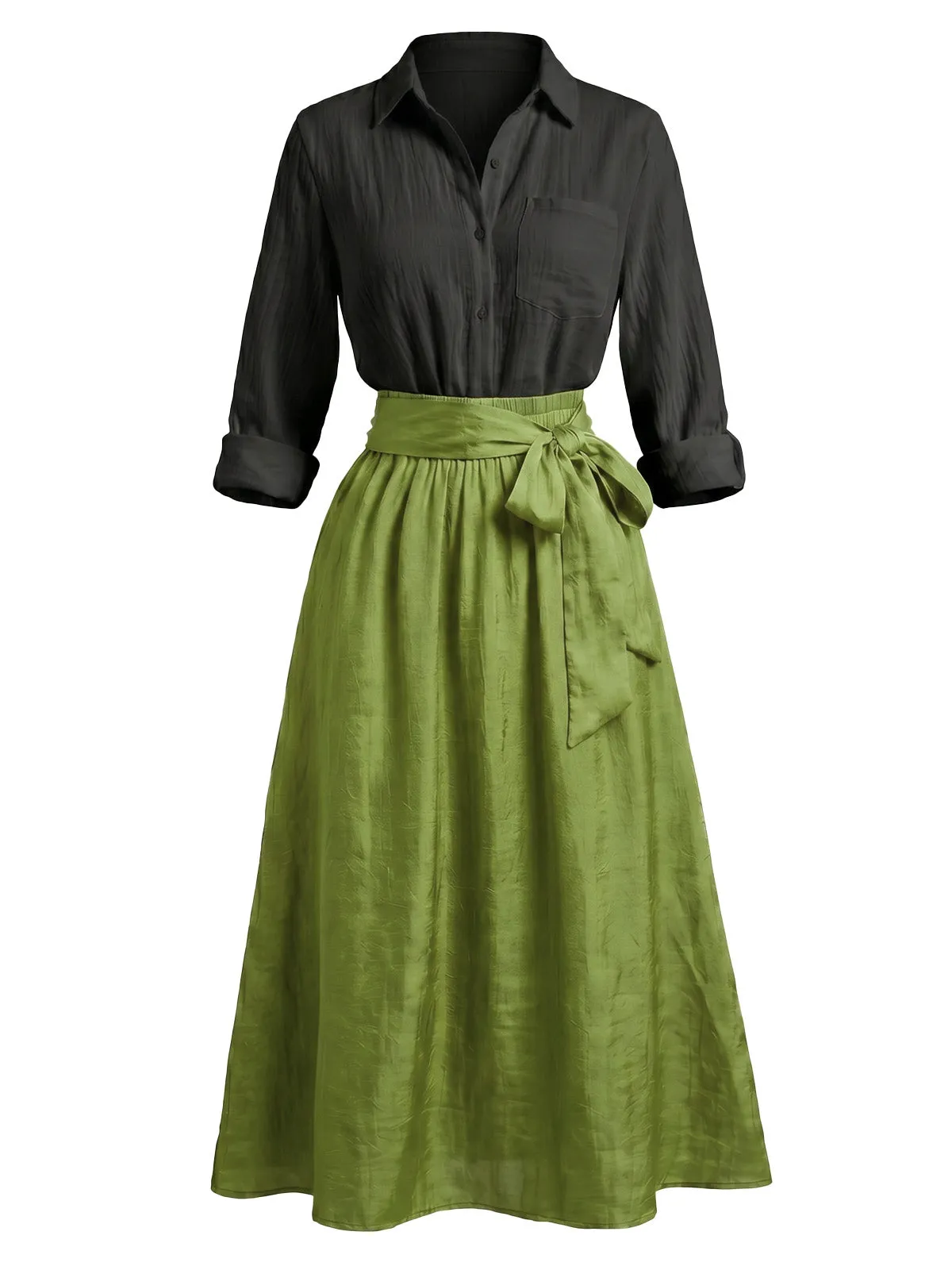 2PCS 1950s Long Sleeve Blouse & Midi Skirt Set sold by Retro Stage product image thumbnail 3