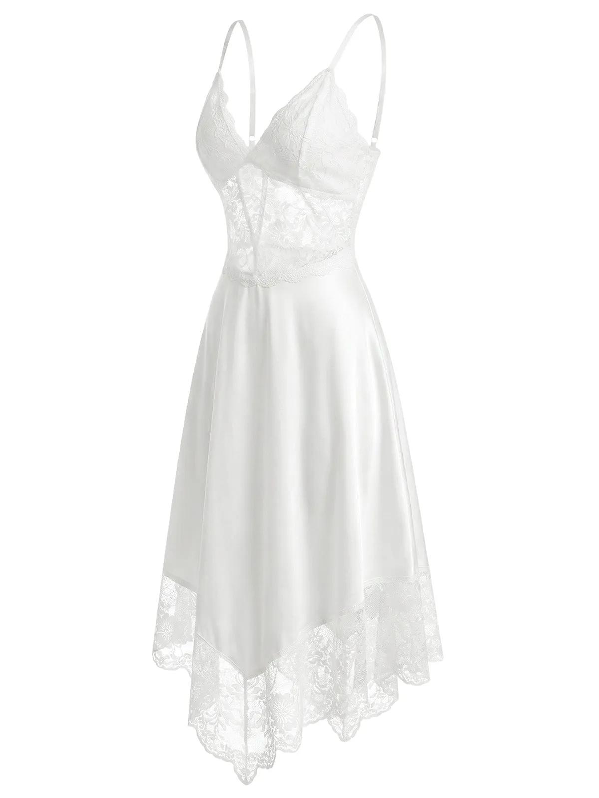 White 1930s Lace Corset Satin Nightgown sold by Retro Stage product image thumbnail 3