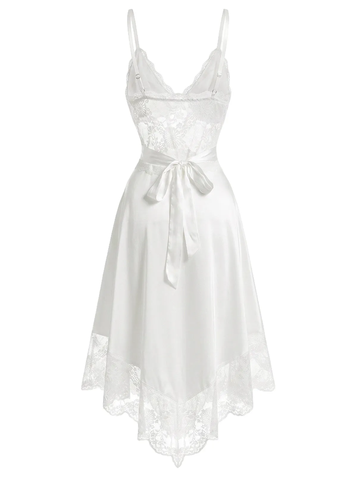 White 1930s Lace Corset Satin Nightgown sold by Retro Stage product image thumbnail 4