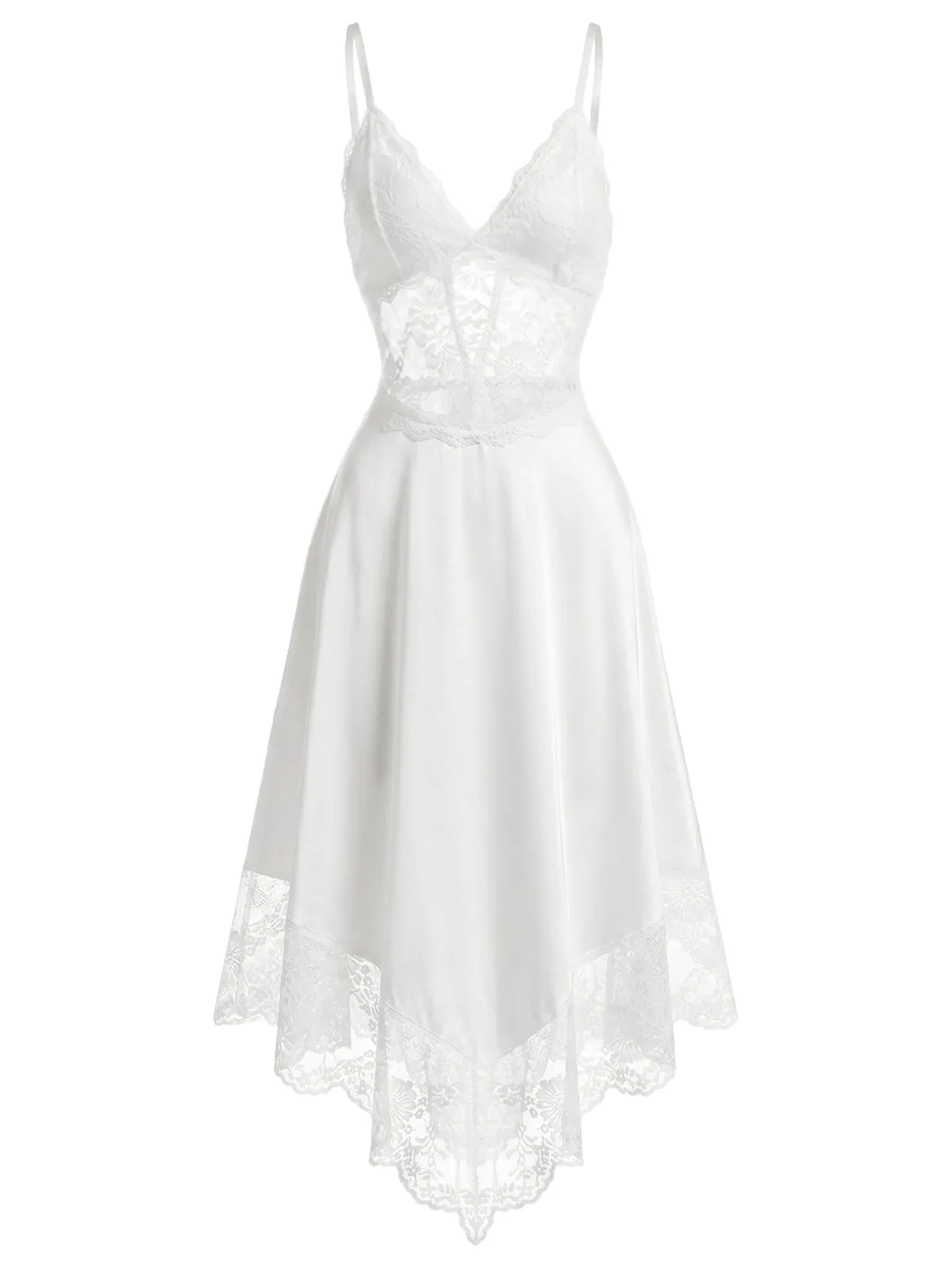White 1930s Lace Corset Satin Nightgown sold by Retro Stage product image thumbnail 2