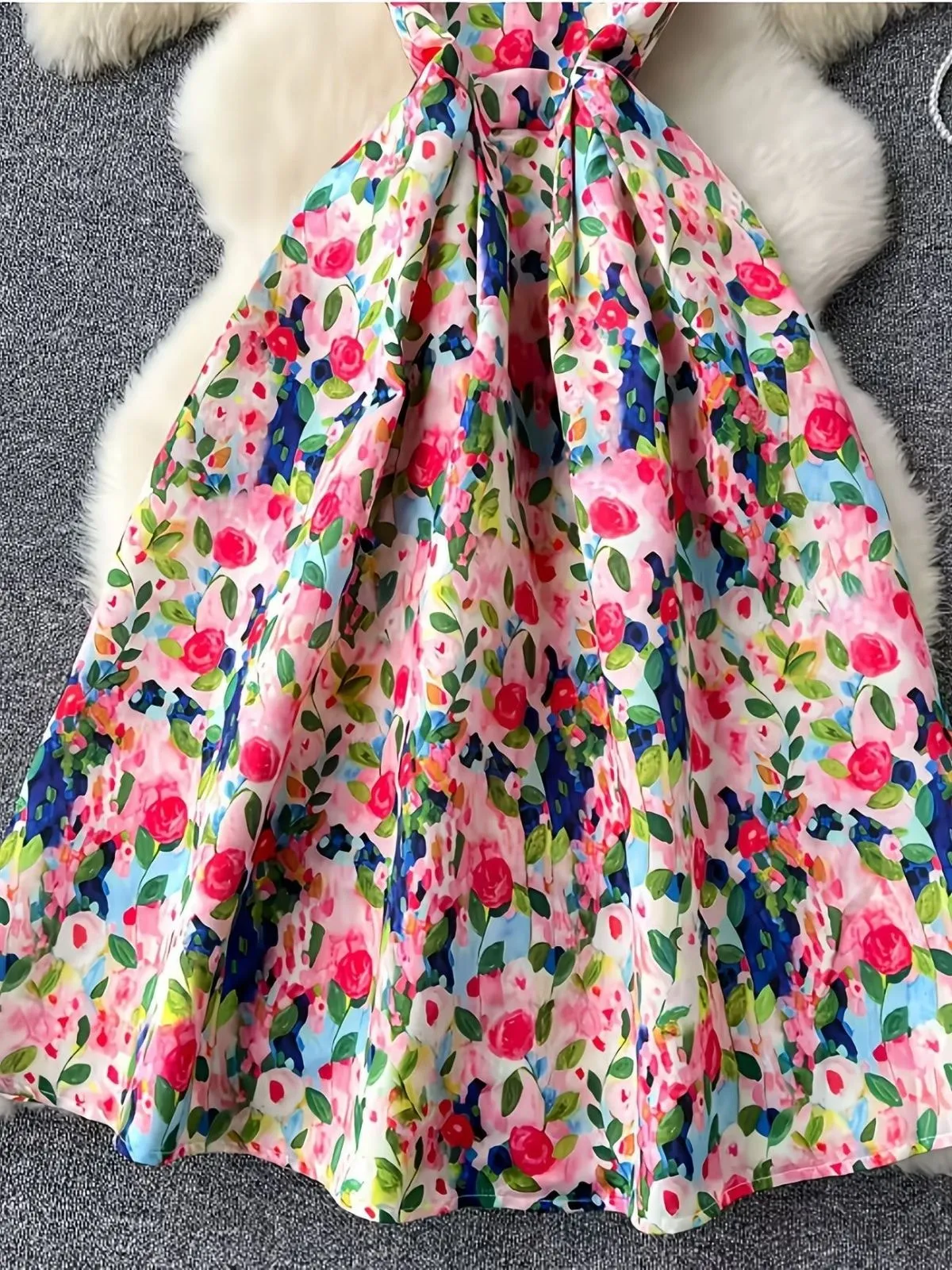1940s Watercolor Floral Sleeveless Midi Dress sold by Retro Stage product image thumbnail 5