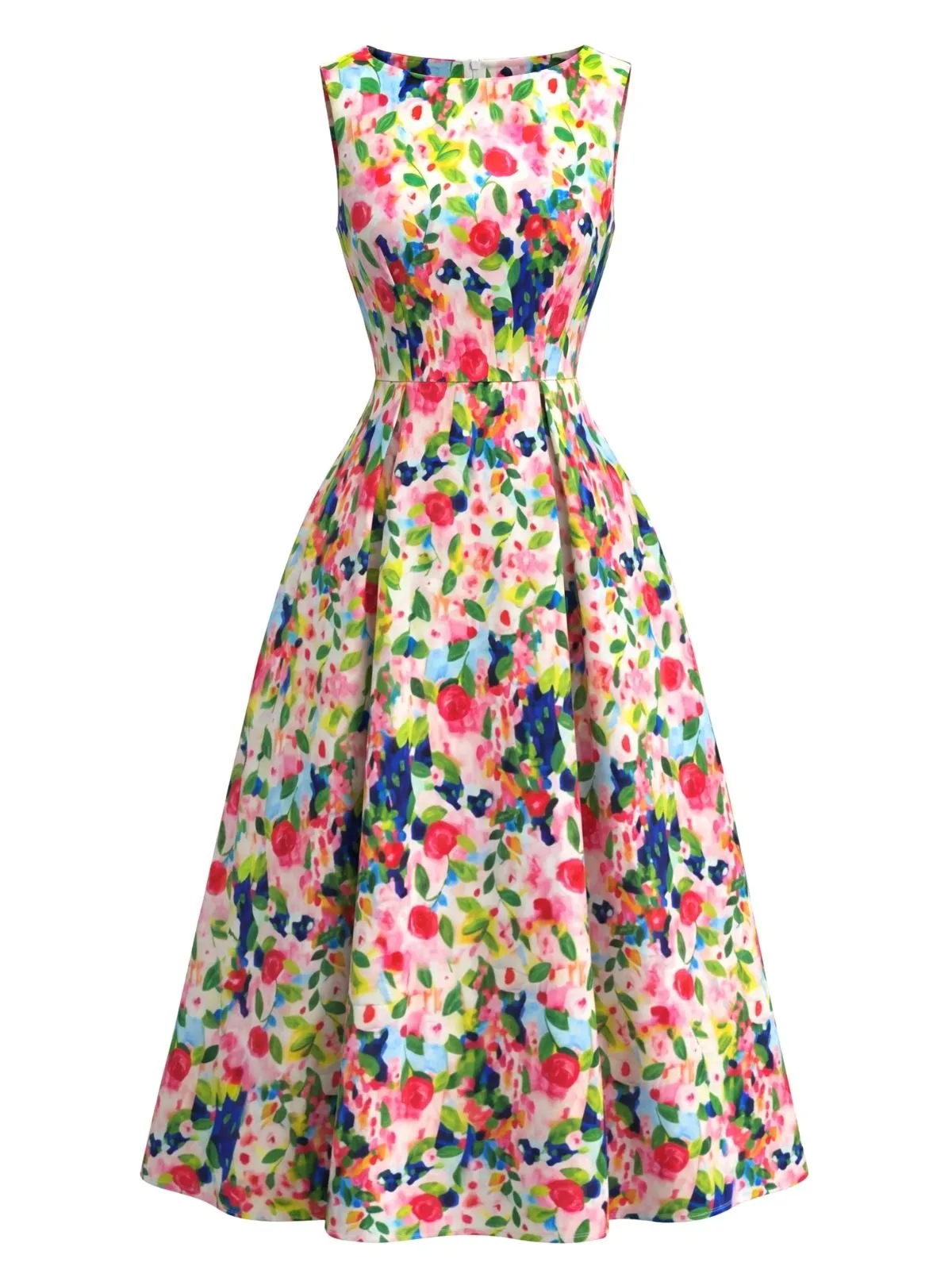 1940s Watercolor Floral Sleeveless Midi Dress sold by Retro Stage product image thumbnail 2