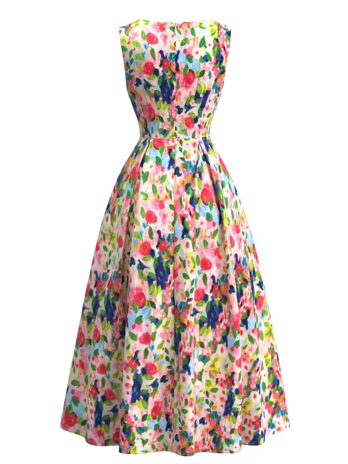 1940s Watercolor Floral Sleeveless Midi Dress sold by Retro Stage product image thumbnail 3