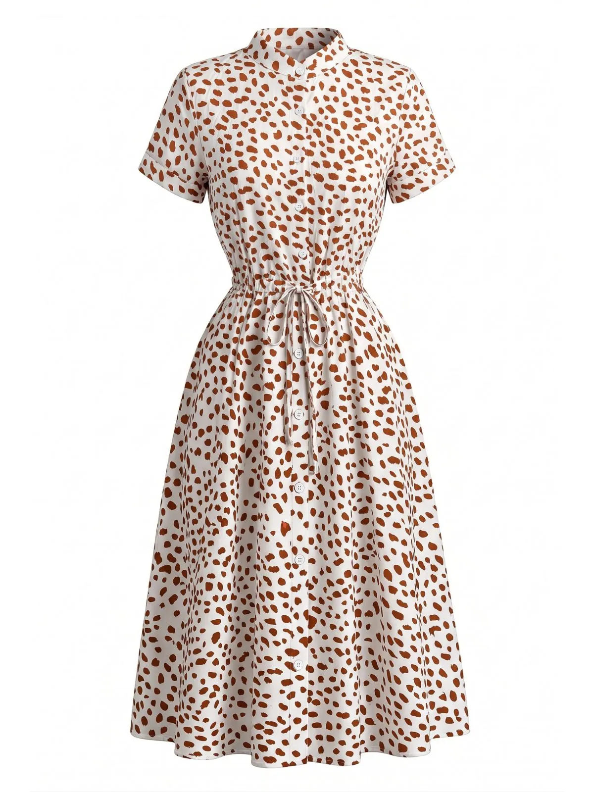 1940s Ditsy Spot Tie Waist Cotton Shirt Dress sold by Retro Stage product image thumbnail 2