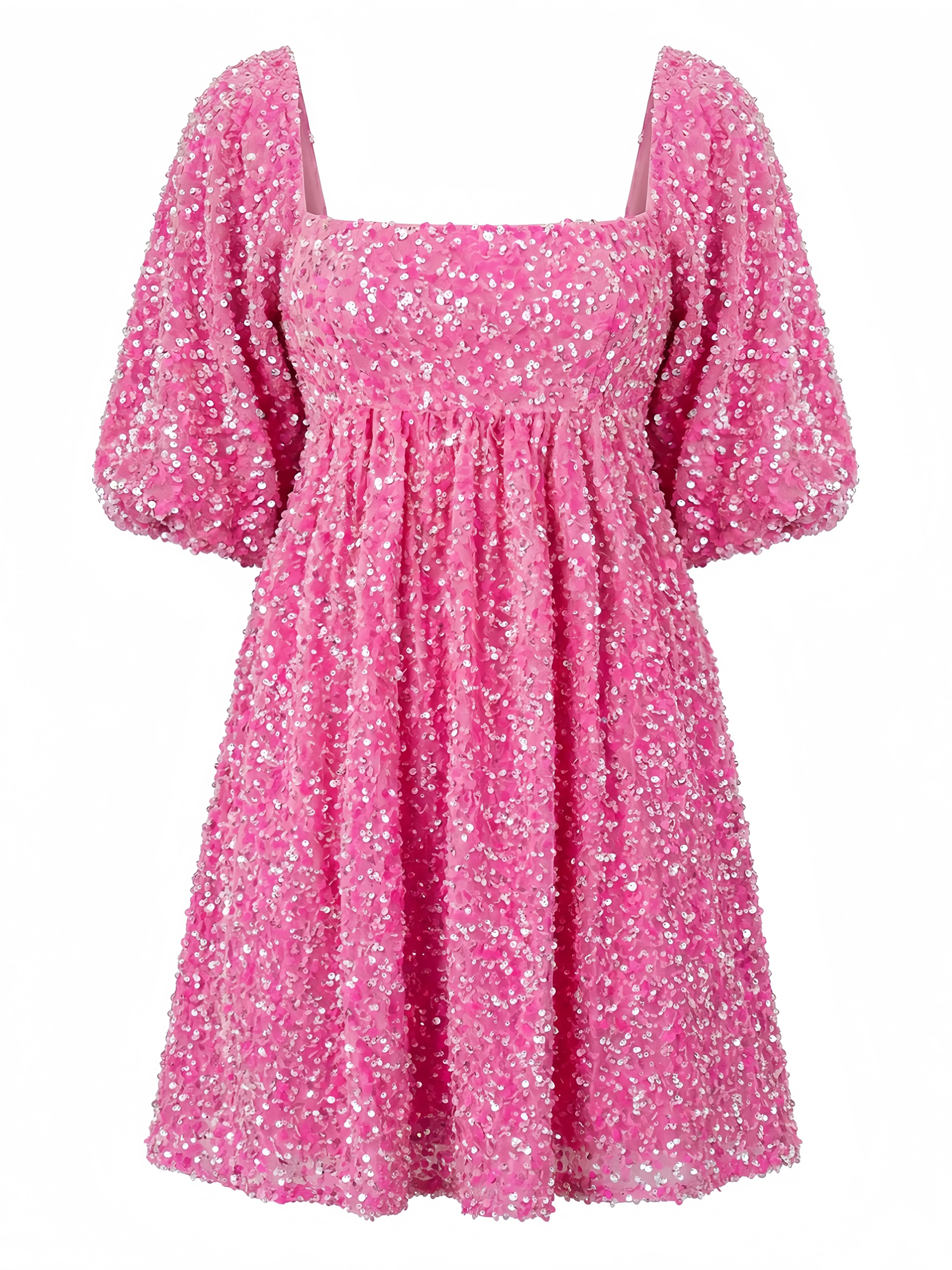 1960s Sequin Square Neck Puff Sleeve Tie Backless Dress sold by Retro Stage product image thumbnail 2