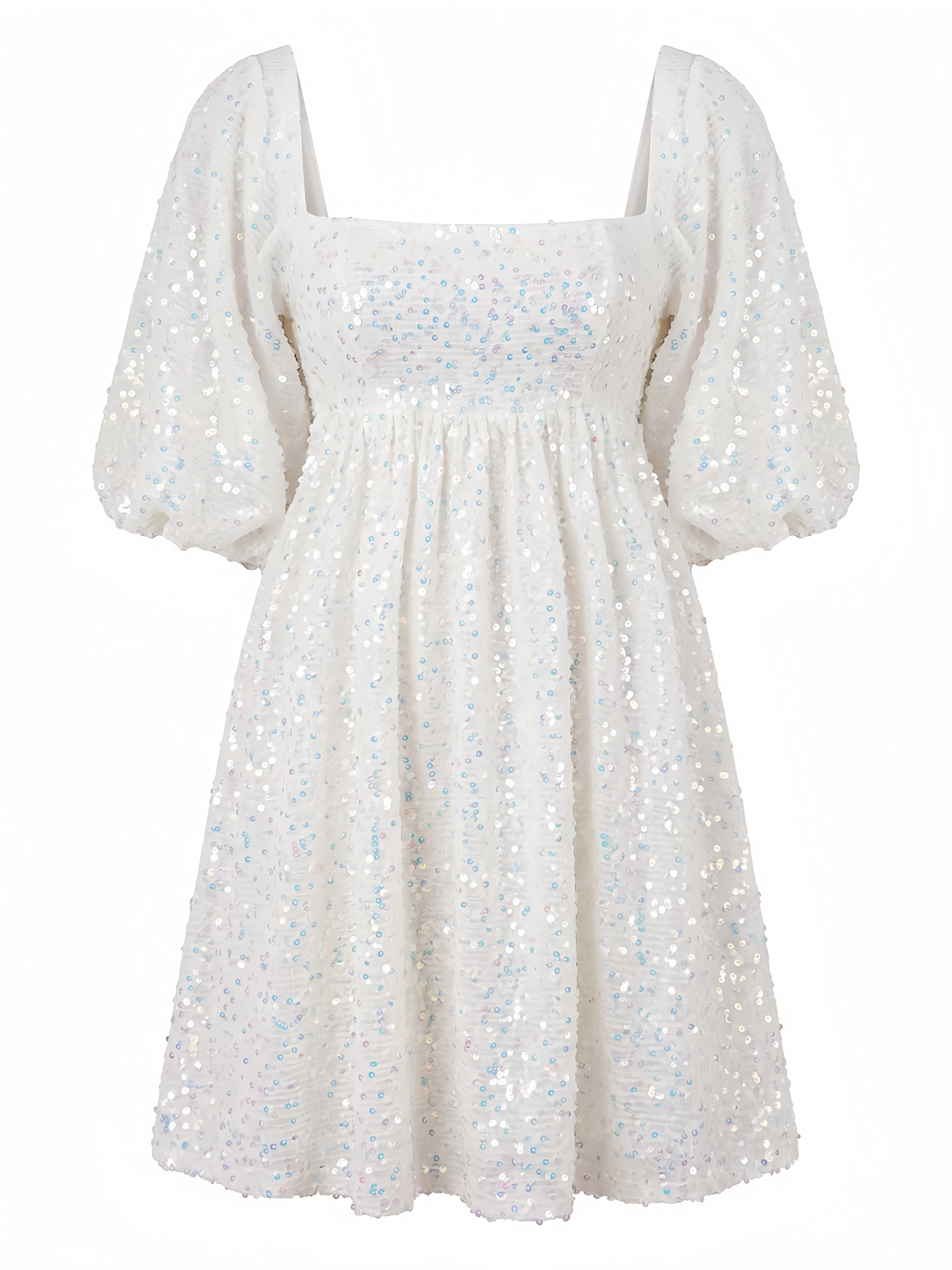 1960s Sequin Square Neck Puff Sleeve Tie Backless Dress sold by Retro Stage product image thumbnail 4