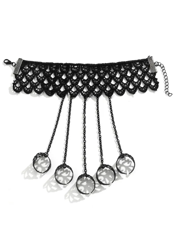 Black Gothic Chain Finger Ring Bracelet made by Retro Stage