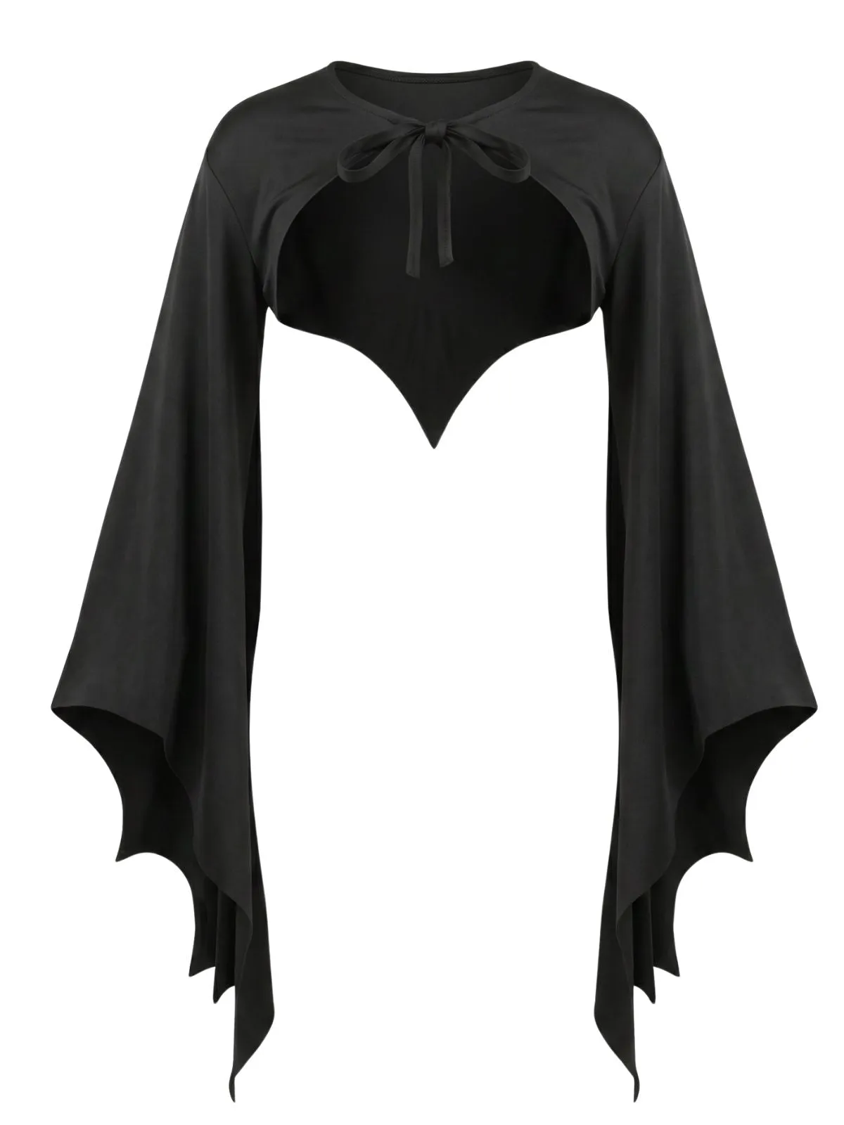 Black 1970s Tie-Neck Halloween Batwing Cape sold by Retro Stage