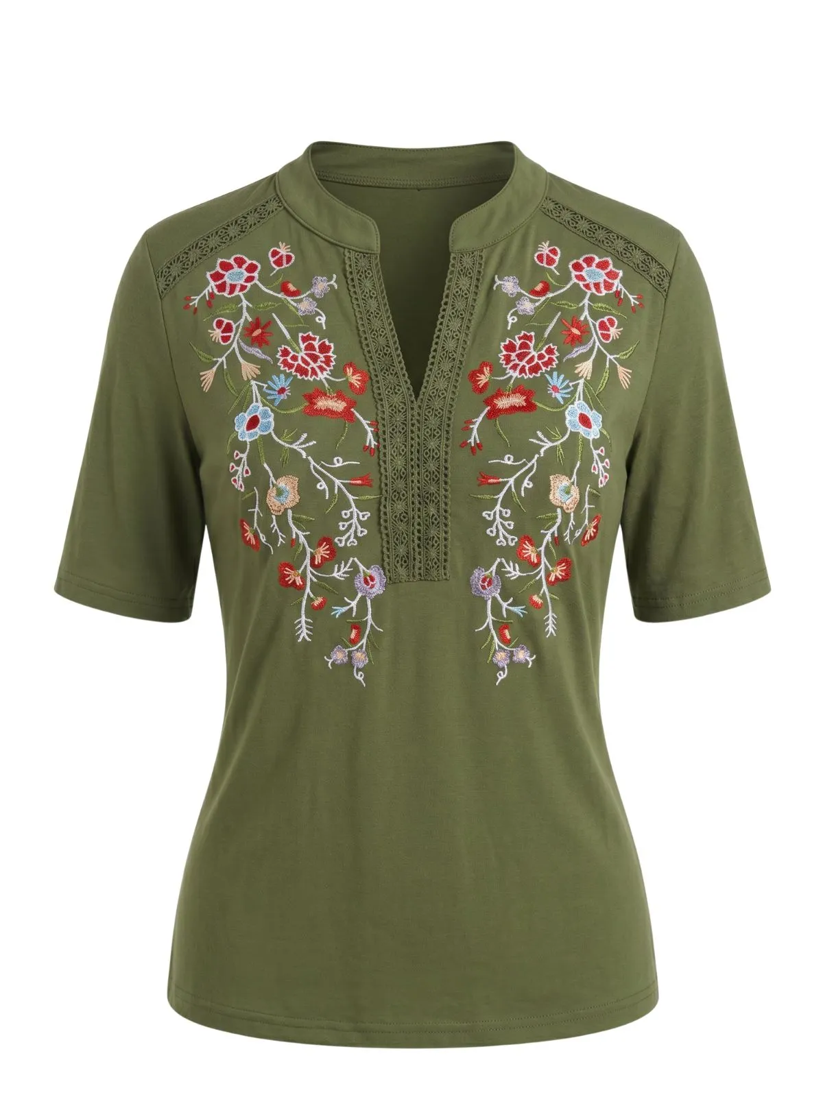 1970s V-Neck Floral Embroidered Top sold by Retro Stage product image thumbnail 2