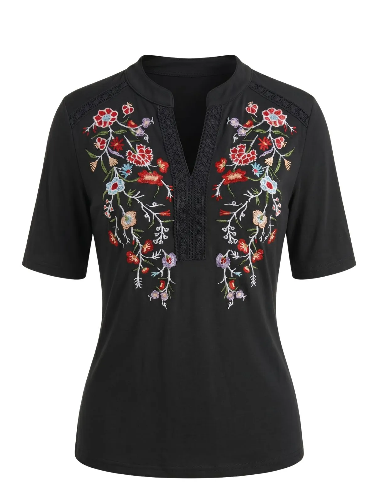 1970s V-Neck Floral Embroidered Top sold by Retro Stage product image thumbnail 4
