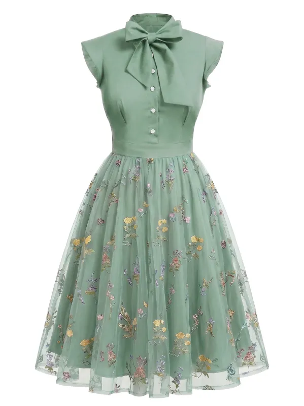 Green 1950s Floral Patchwork Vintage Dress made by Retro Stage