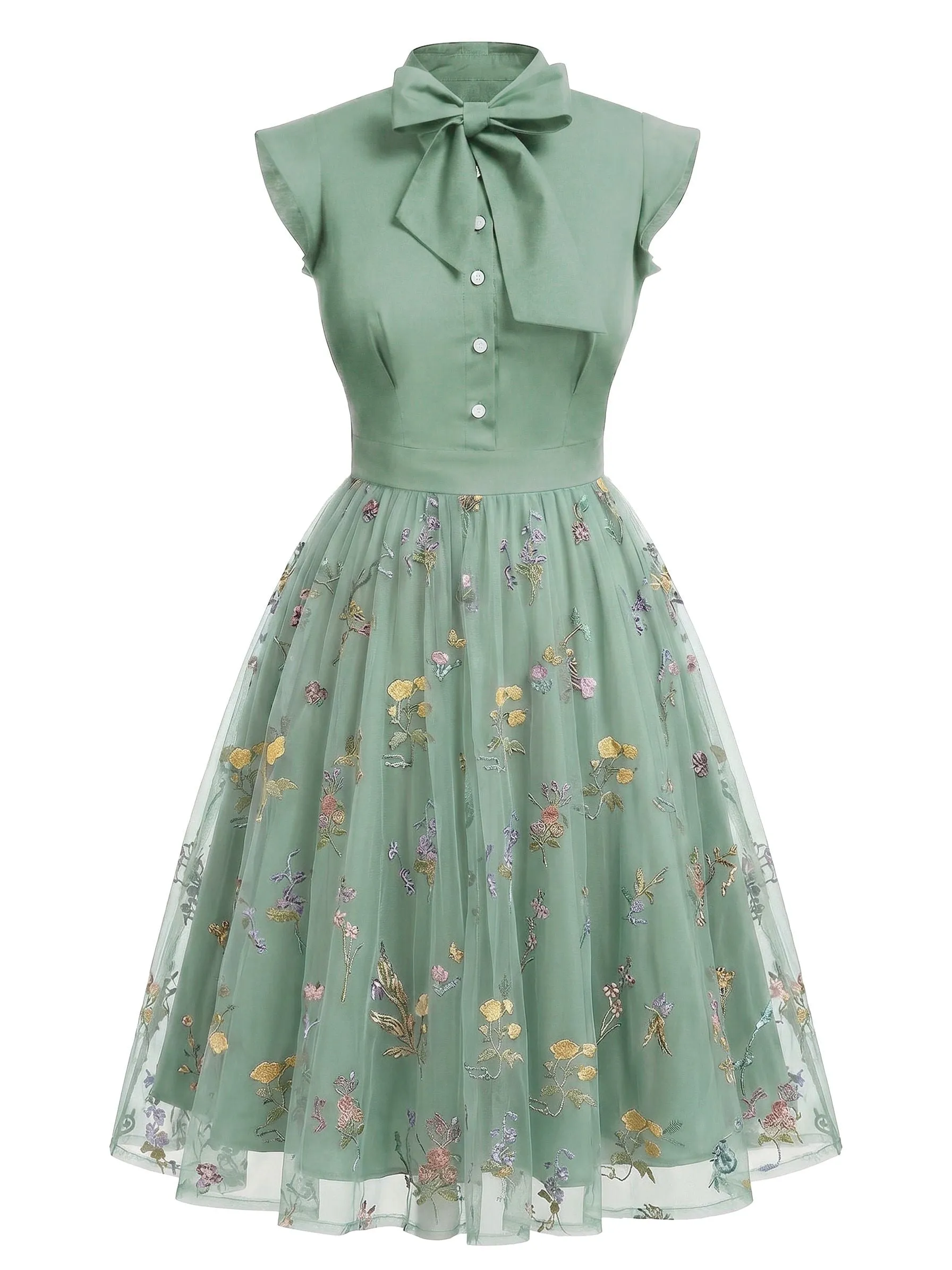 Green 1950s Floral Patchwork Vintage Dress sold by Retro Stage