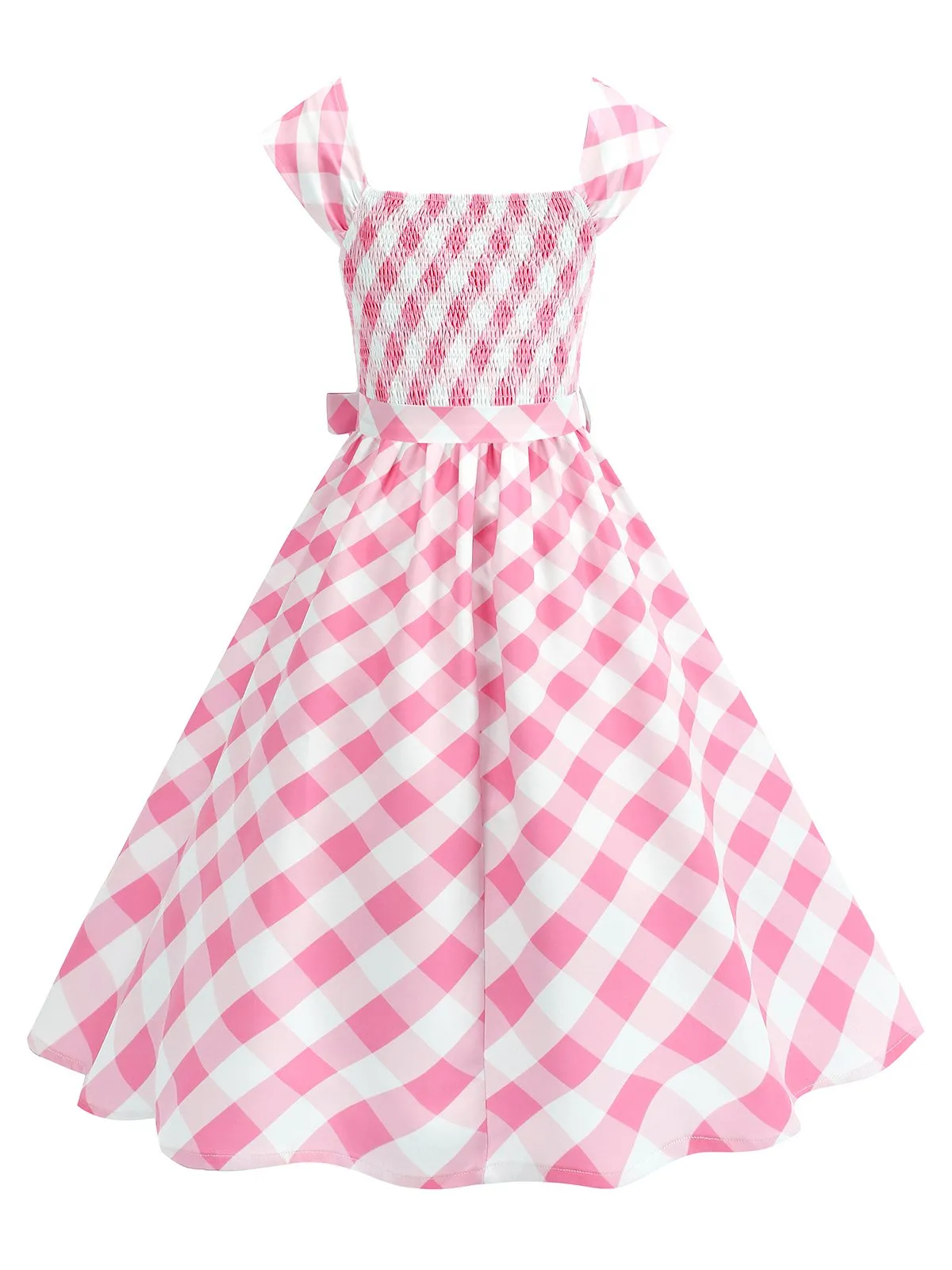 1950s Cap Sleeves Argyle Plaid Swing Dress sold by Retro Stage product image thumbnail 3