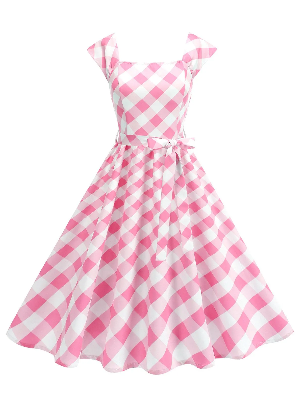 1950s Cap Sleeves Argyle Plaid Swing Dress sold by Retro Stage