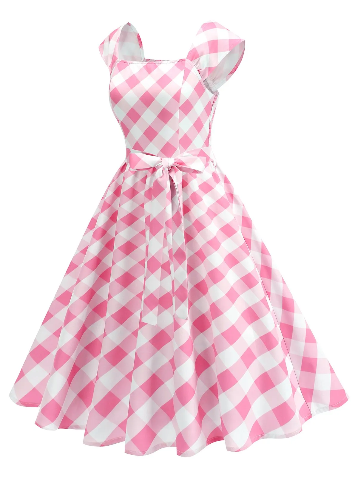 1950s Cap Sleeves Argyle Plaid Swing Dress sold by Retro Stage product image thumbnail 2