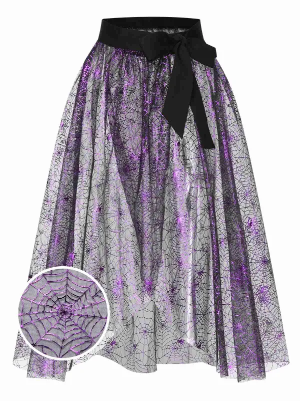 Purple 1950s Spiderweb Mesh Skirted Cover-Up made by Retro Stage