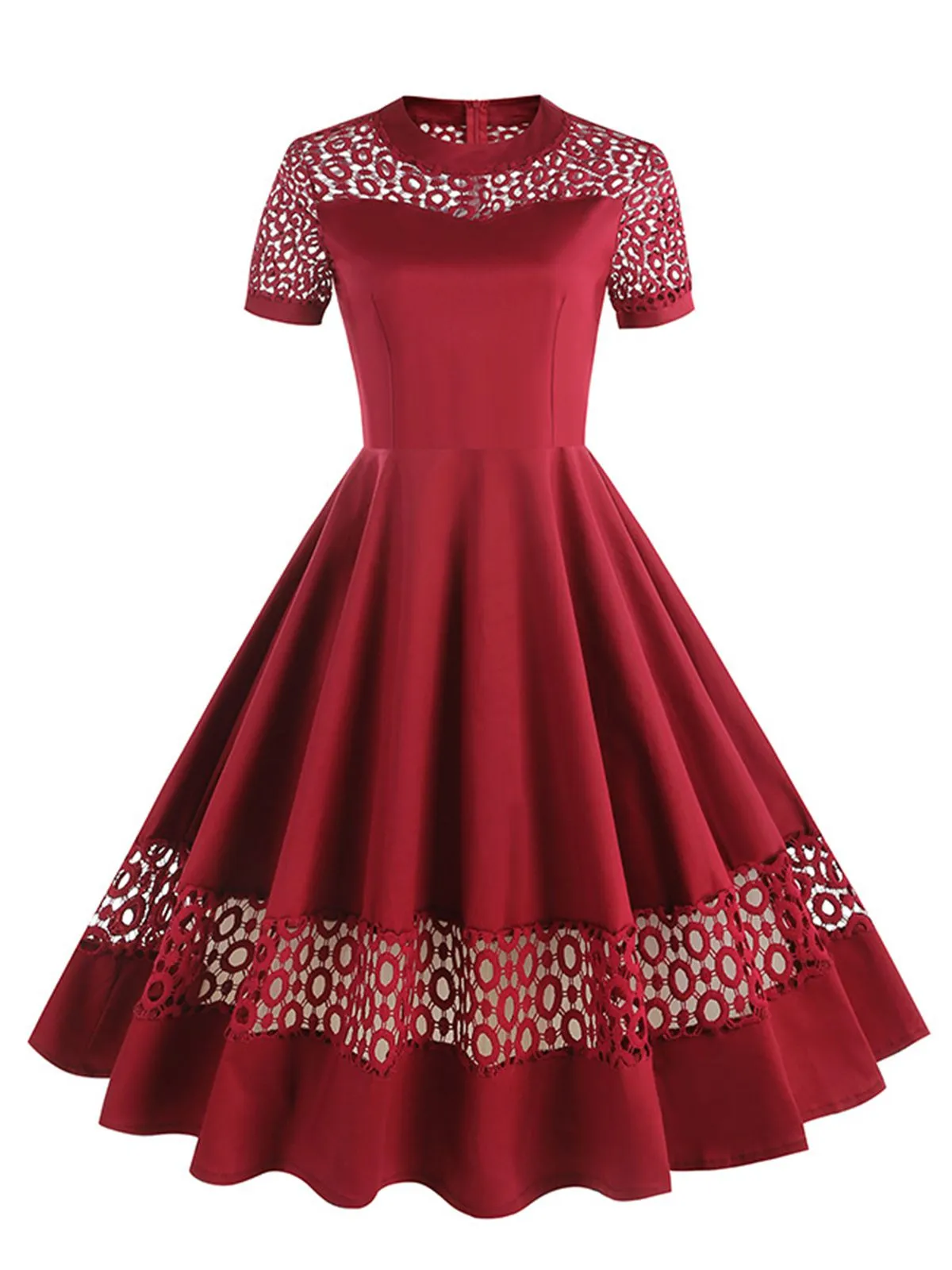 1950s Round Neck Hollow Solid Dress sold by Retro Stage