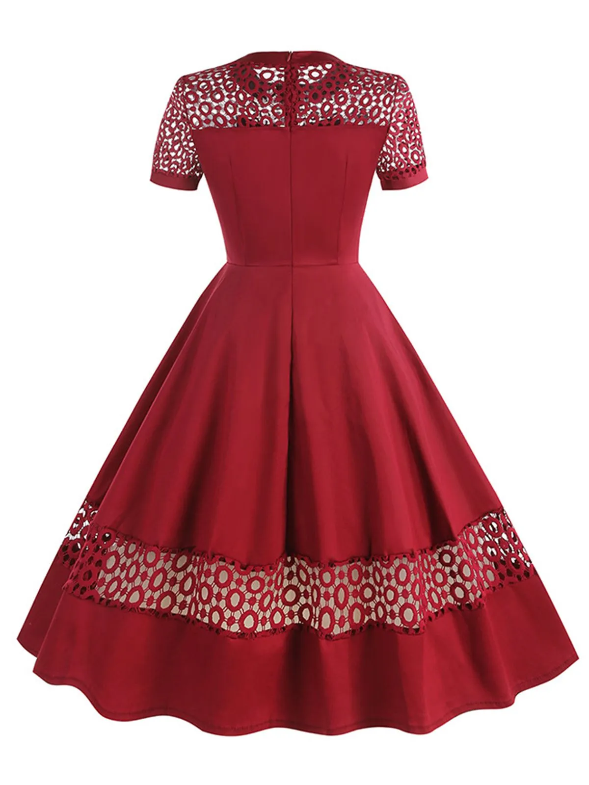 1950s Round Neck Hollow Solid Dress sold by Retro Stage product image thumbnail 3