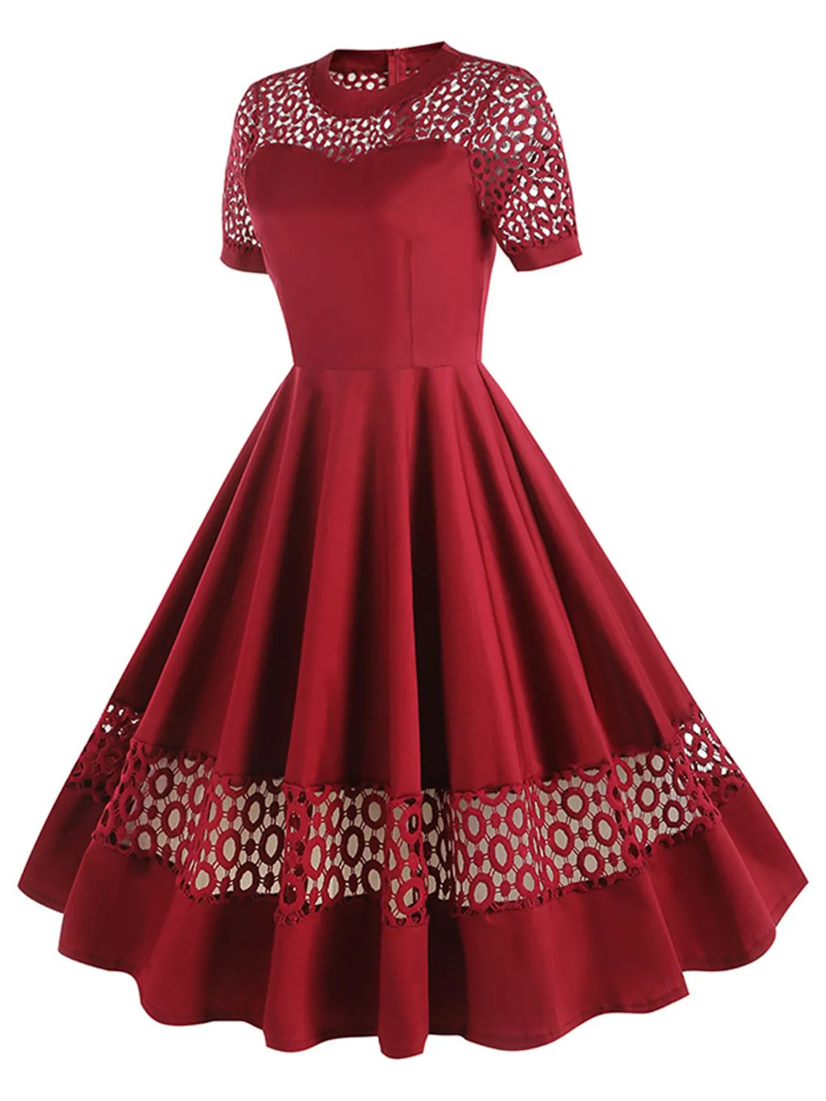 1950s Round Neck Hollow Solid Dress sold by Retro Stage product image thumbnail 2