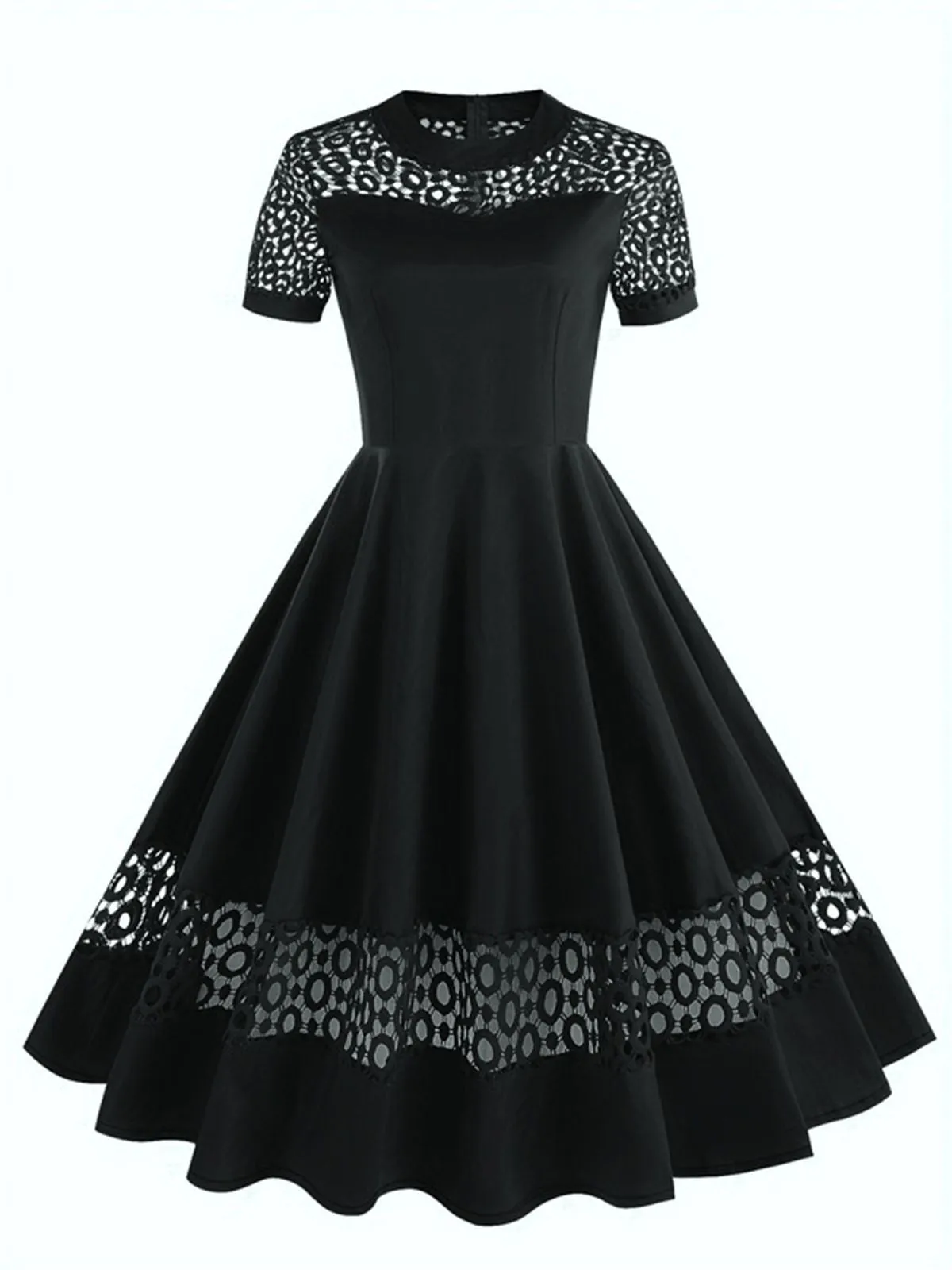 1950s Round Neck Hollow Solid Dress sold by Retro Stage product image thumbnail 5