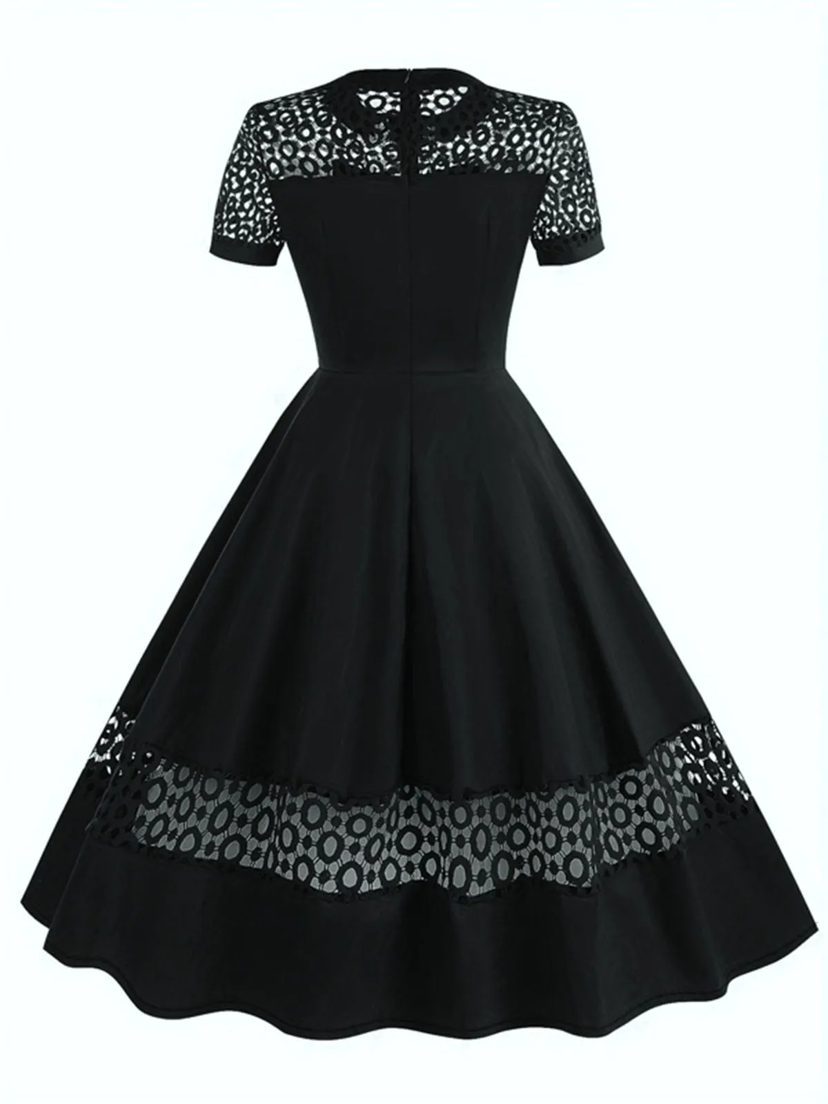 1950s Round Neck Hollow Solid Dress sold by Retro Stage product image thumbnail 4