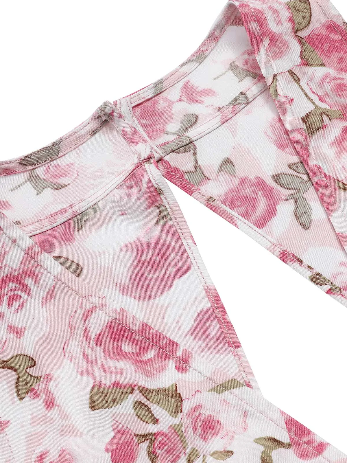 Pink 1950s Floral V-Neck Dress sold by Retro Stage product image thumbnail 5