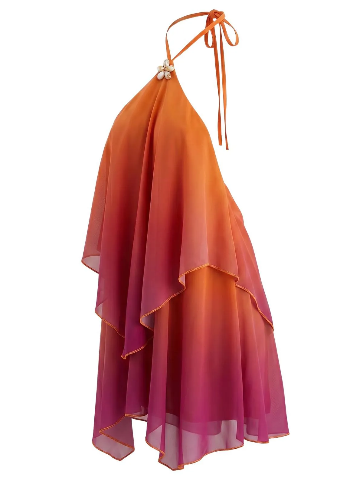 Orange 1960s Gradient Halter Layered Chiffon Mini Dress sold by Retro Stage product image thumbnail 5
