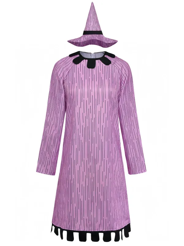 Purple 1940s Sally Skellington Cosplay Striped Costume Set made by Retro Stage