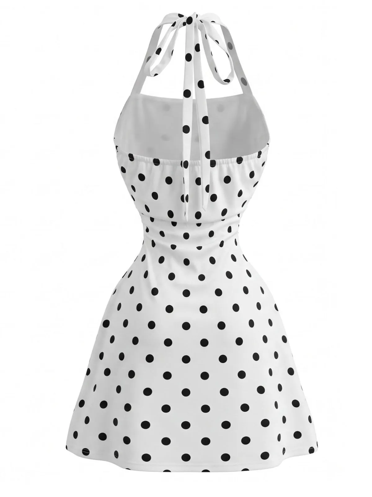 White 1980s Polka Dots Halter Bodycon Dress sold by Retro Stage product image thumbnail 3