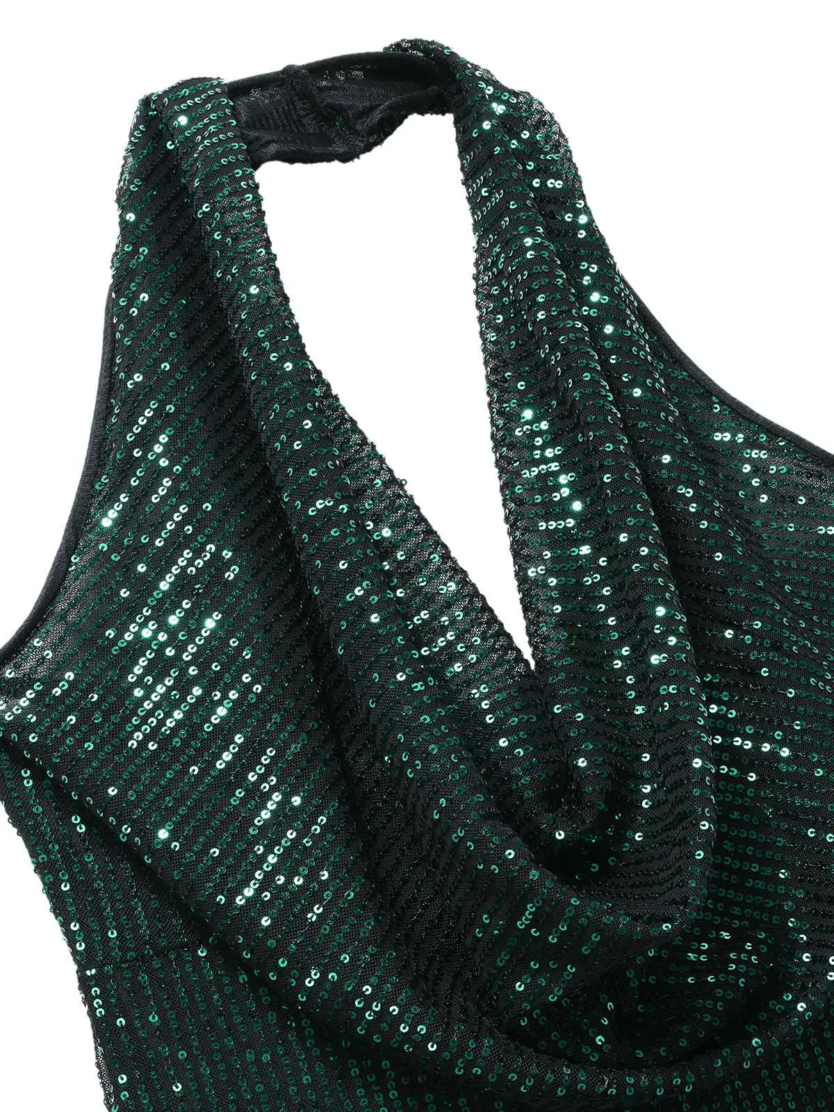 1970s Solid Cowl Neck Halter Sequined Jumpsuit sold by Retro Stage product image thumbnail 5