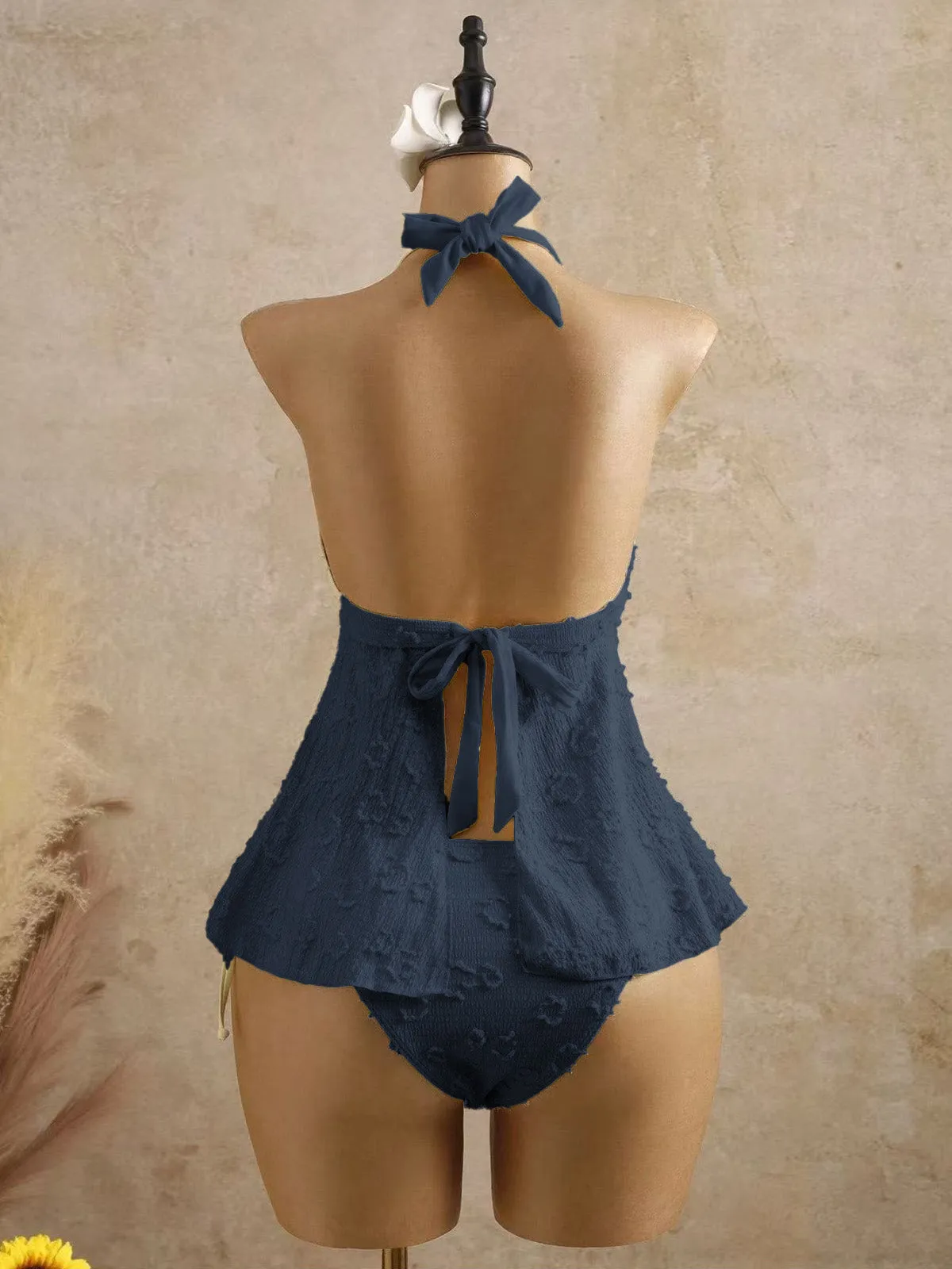 1950s Halter Textured Floral Deep V Tankini Set sold by Retro Stage product image thumbnail 3