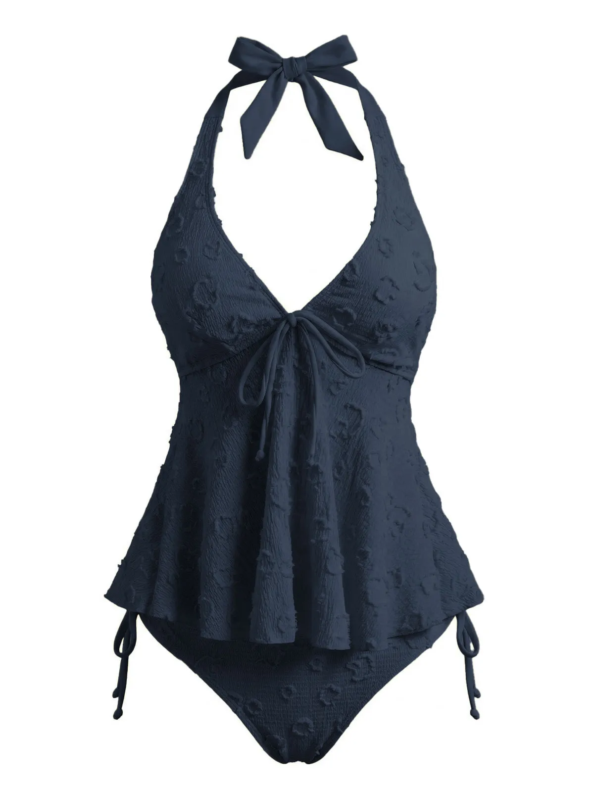 1950s Halter Textured Floral Deep V Tankini Set sold by Retro Stage product image thumbnail 2