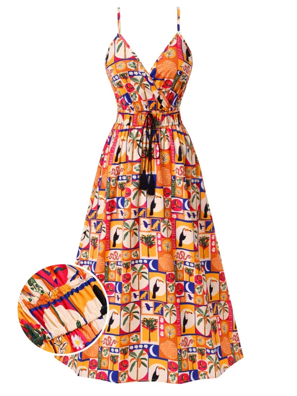 [Pre-Sale] Multicolor 1970s Tropical Floral Dress made by Retro Stage