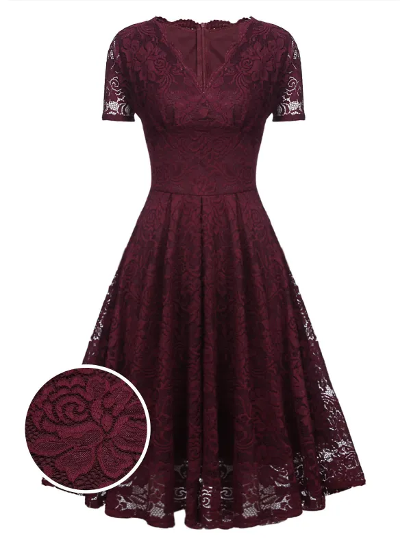 1950s Floral Lace Solid Swing Dress made by Retro Stage