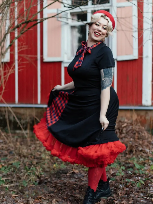 1950s Plaid Patchwork Bow Swing Dress made by Retro Stage