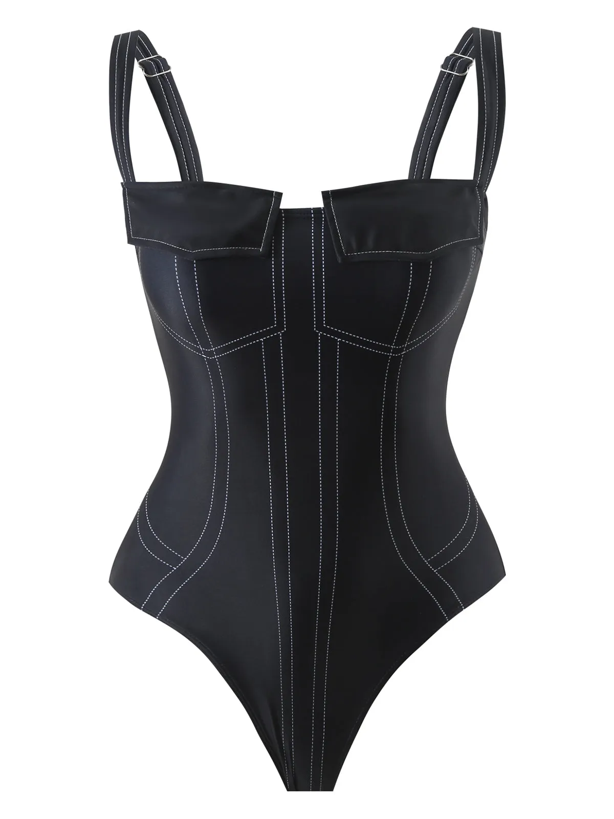2PCS Black 1940s Gothic Straps Swimsuit & Pants sold by Retro Stage product image thumbnail 4
