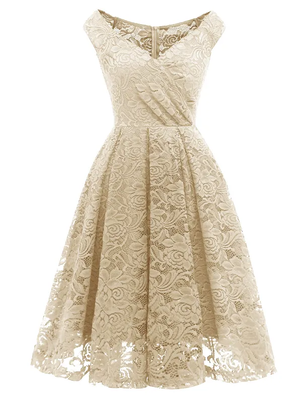 1950s V-Neck Floral Lace Dress made by Retro Stage