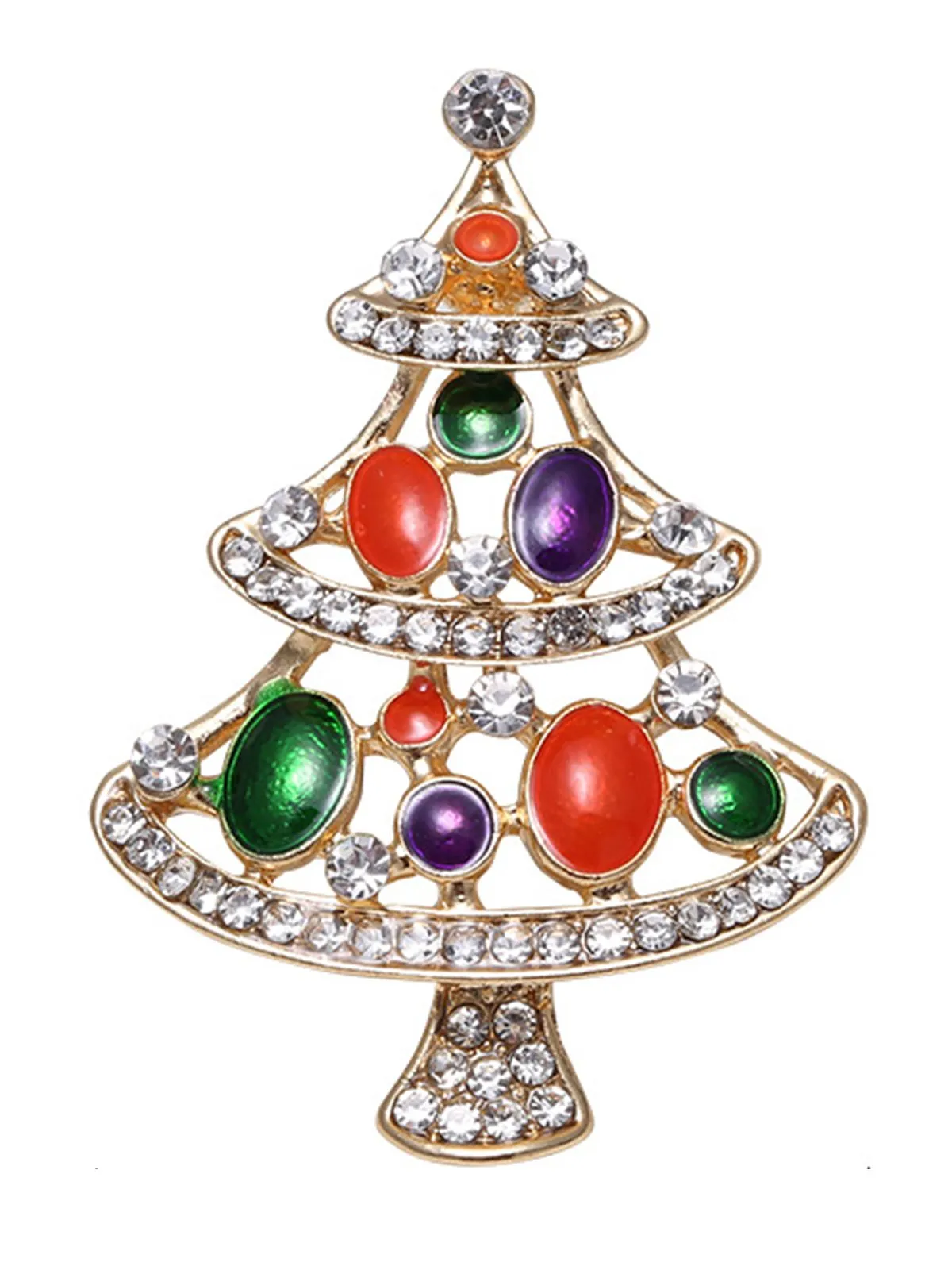 Retro Christmas Trees Rhinestone Brooch sold by Retro Stage