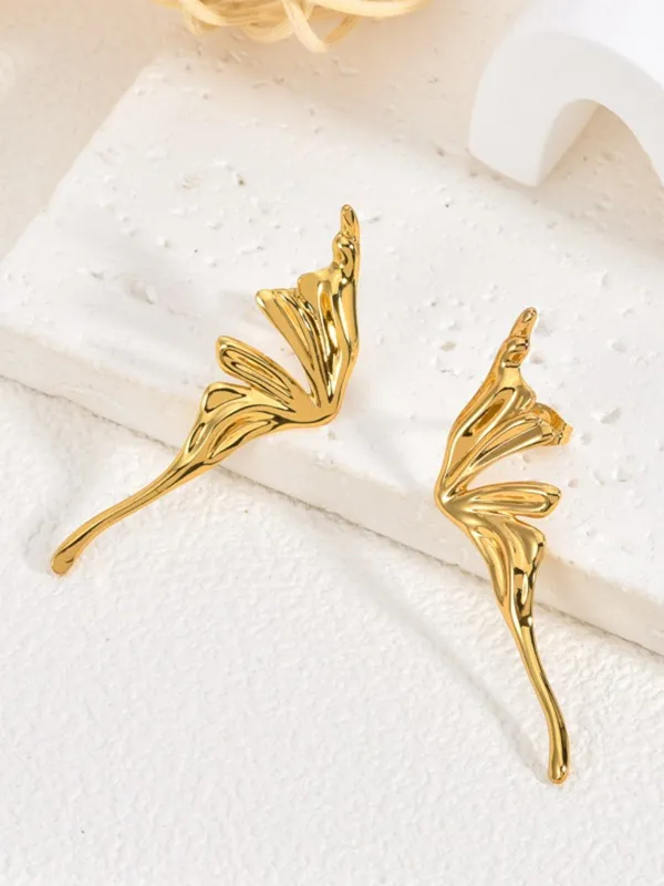Gold Wing Geometric Creative Stud Earrings made by Retro Stage
