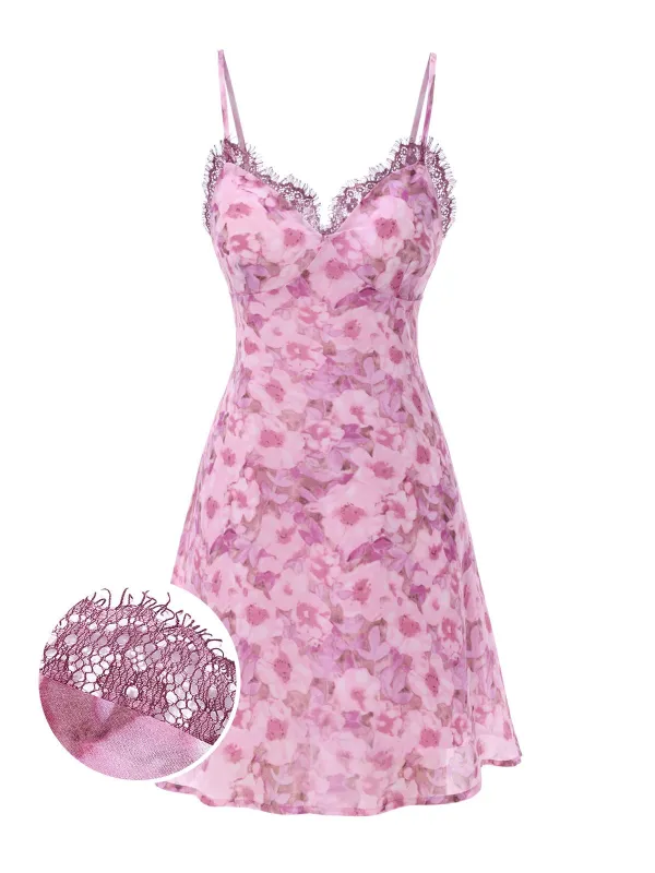 [Pre-Sale] Purple 1960s Psychedelic Floral Lace Patchwork Nightgown made by Retro Stage