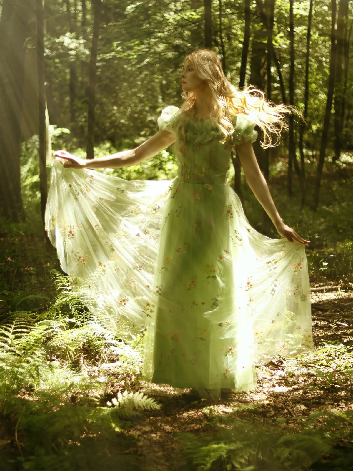 Green 1930s Floral Embroidered Mesh Strapless Dress sold by Retro Stage product image thumbnail 3